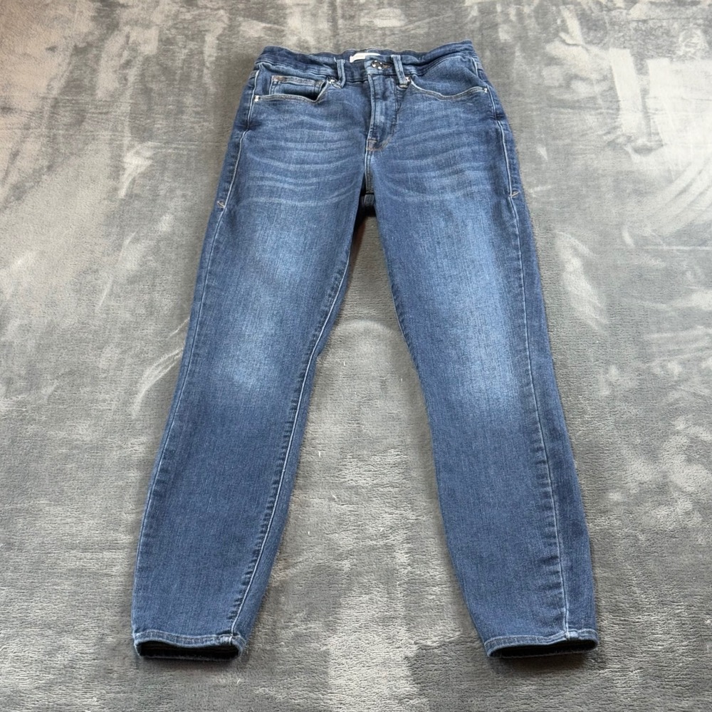 Good American Good Legs Skinny Jeans Blue High Rise Distressed 2/26 GLRH899VT